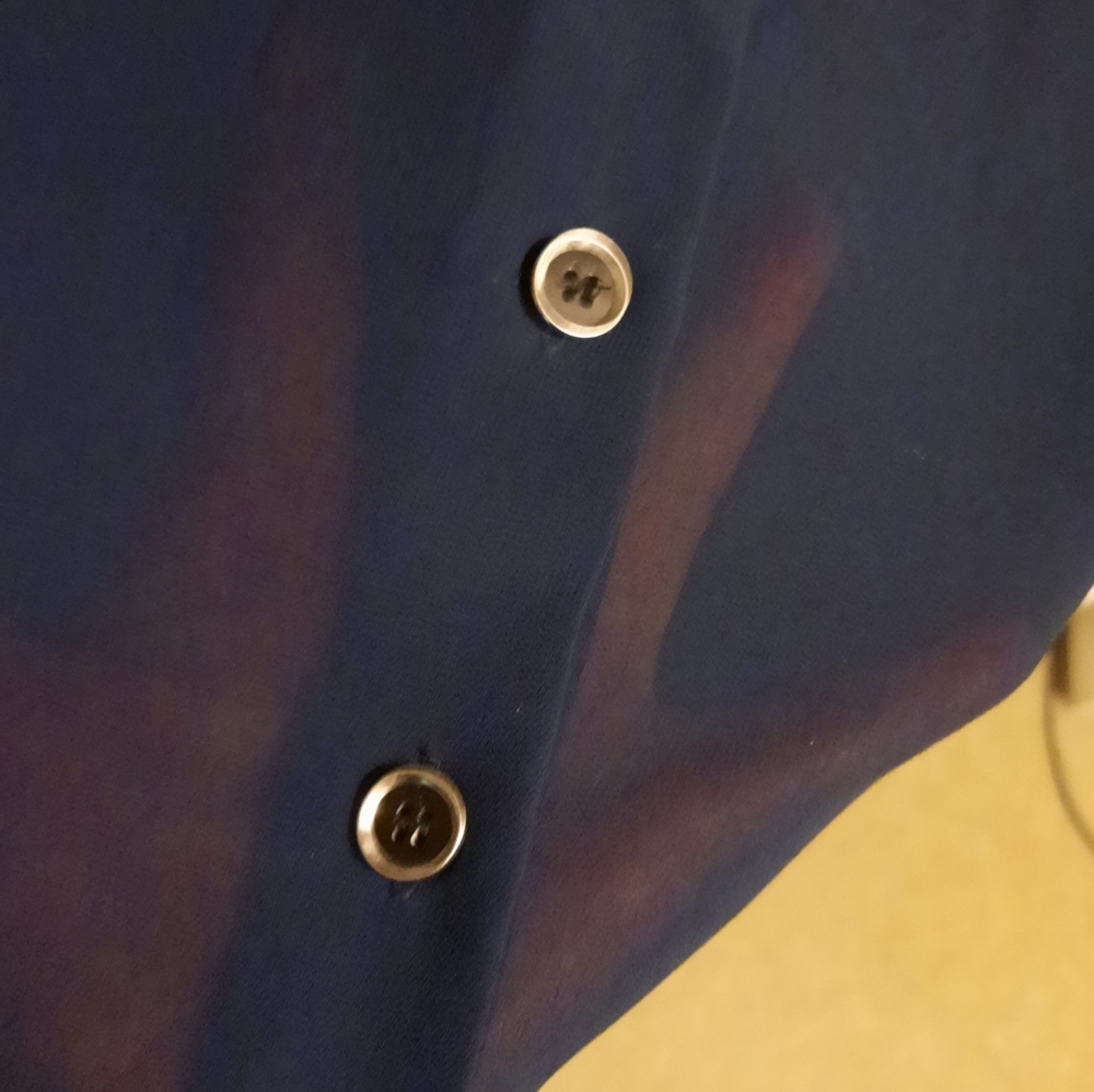 petite SMALL sheer PREMISE navy BLOUSE - Picture 8 of 8